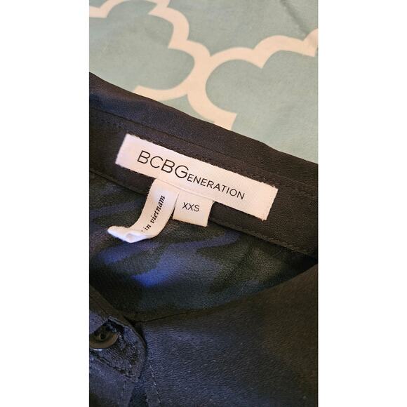 BCBGeneration XXS Blue and Black Sheer Sleeveless Shirt - Picture 4 of 7